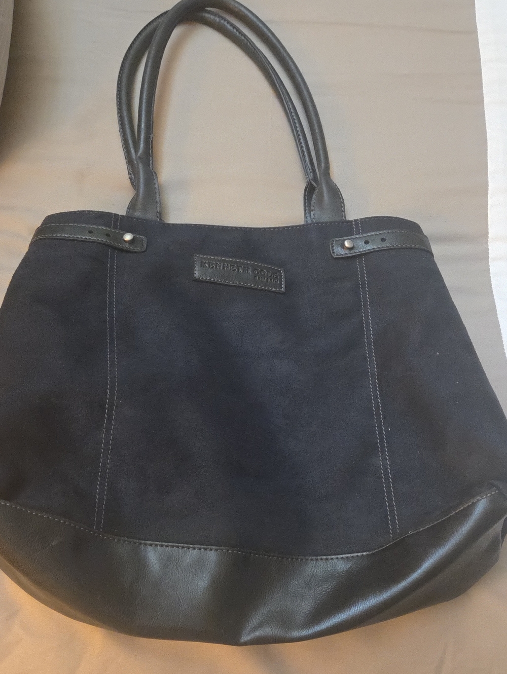 Kenneth Cole Black Suede and Leather Tote